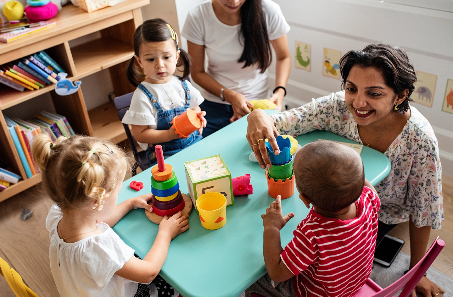 teacher with kids at day care